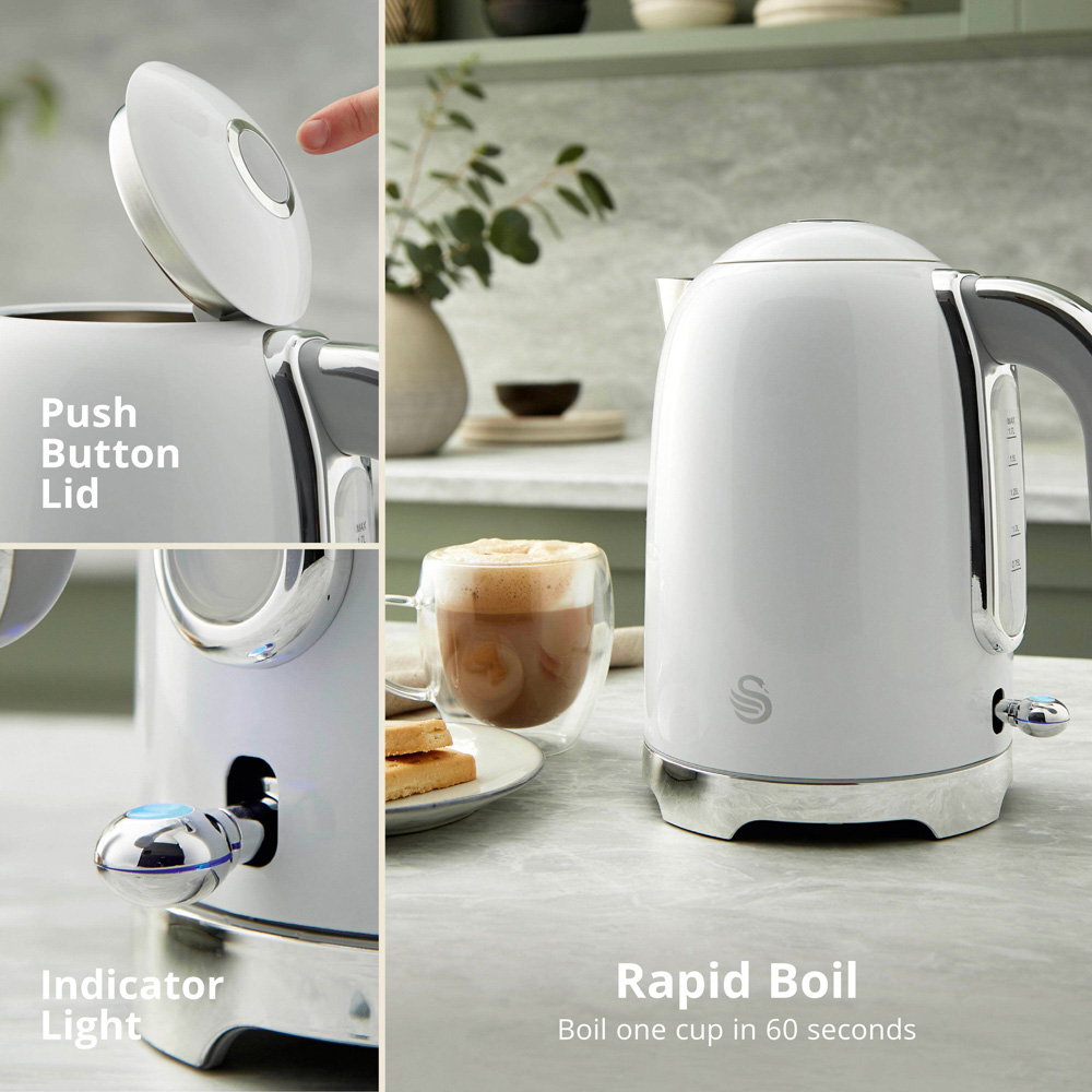 Swan Solace EEJB317 White 2 Slice Toaster and 1.7L Kettle Set Image 3