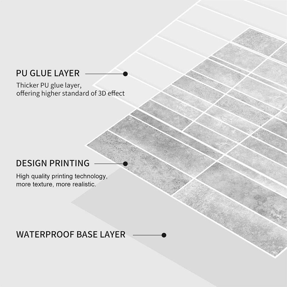 Living and Home Light Grey Peel and Stick Wall Tile Sticker 30 x 30cm 10 Pack Image 4