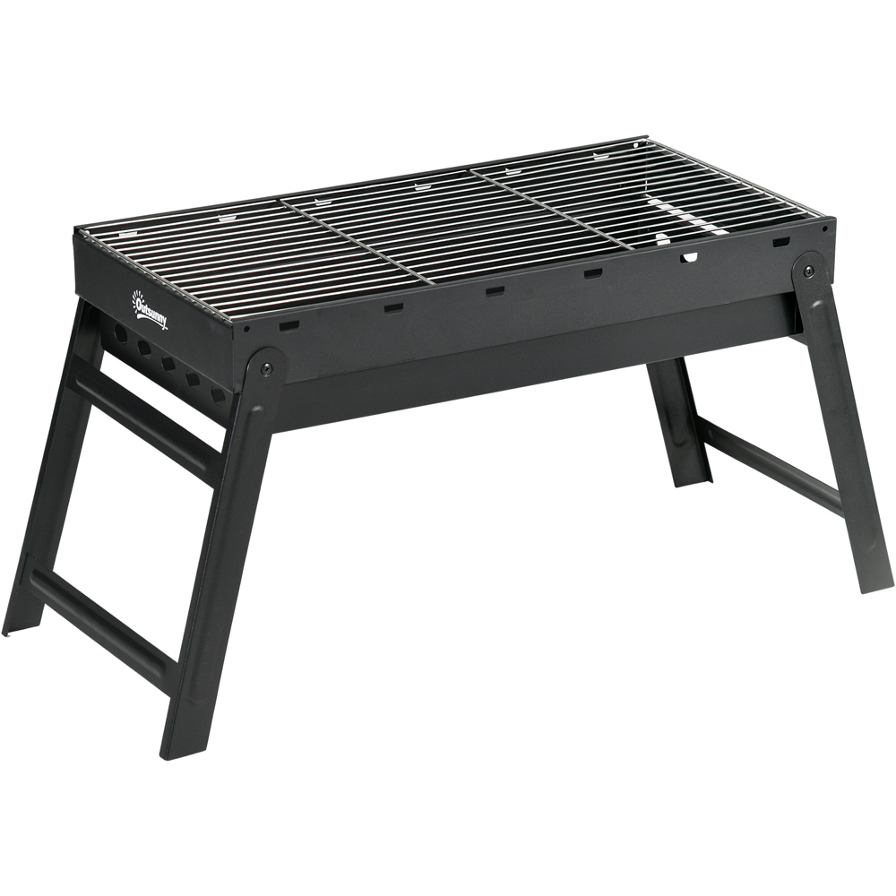 Outsunny Black Portable Charcoal Grill with Pull Out Charcoal Basin Image 1
