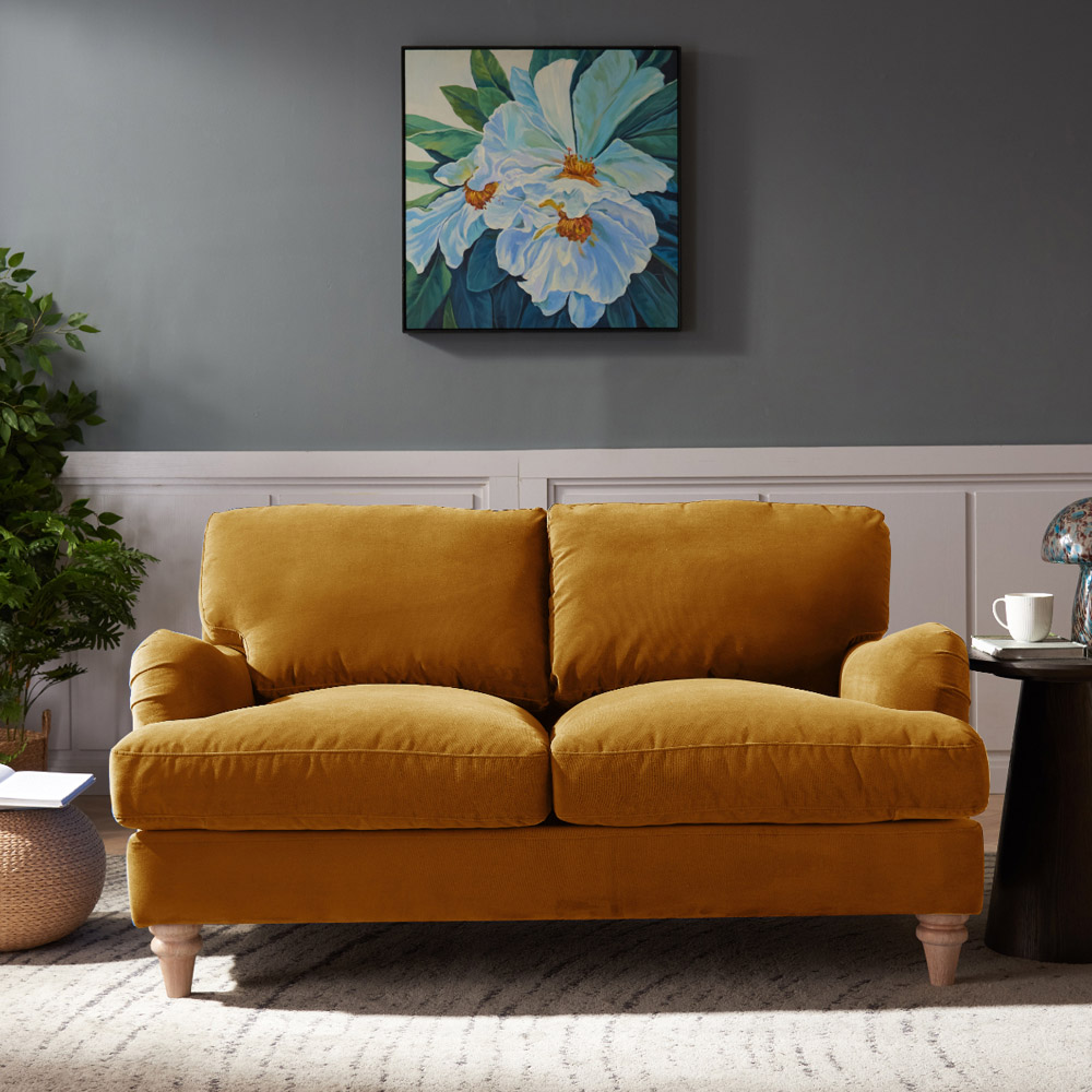 Home Detail Oxford 2 Seater Mustard Gold Velvet Sofa Image 9