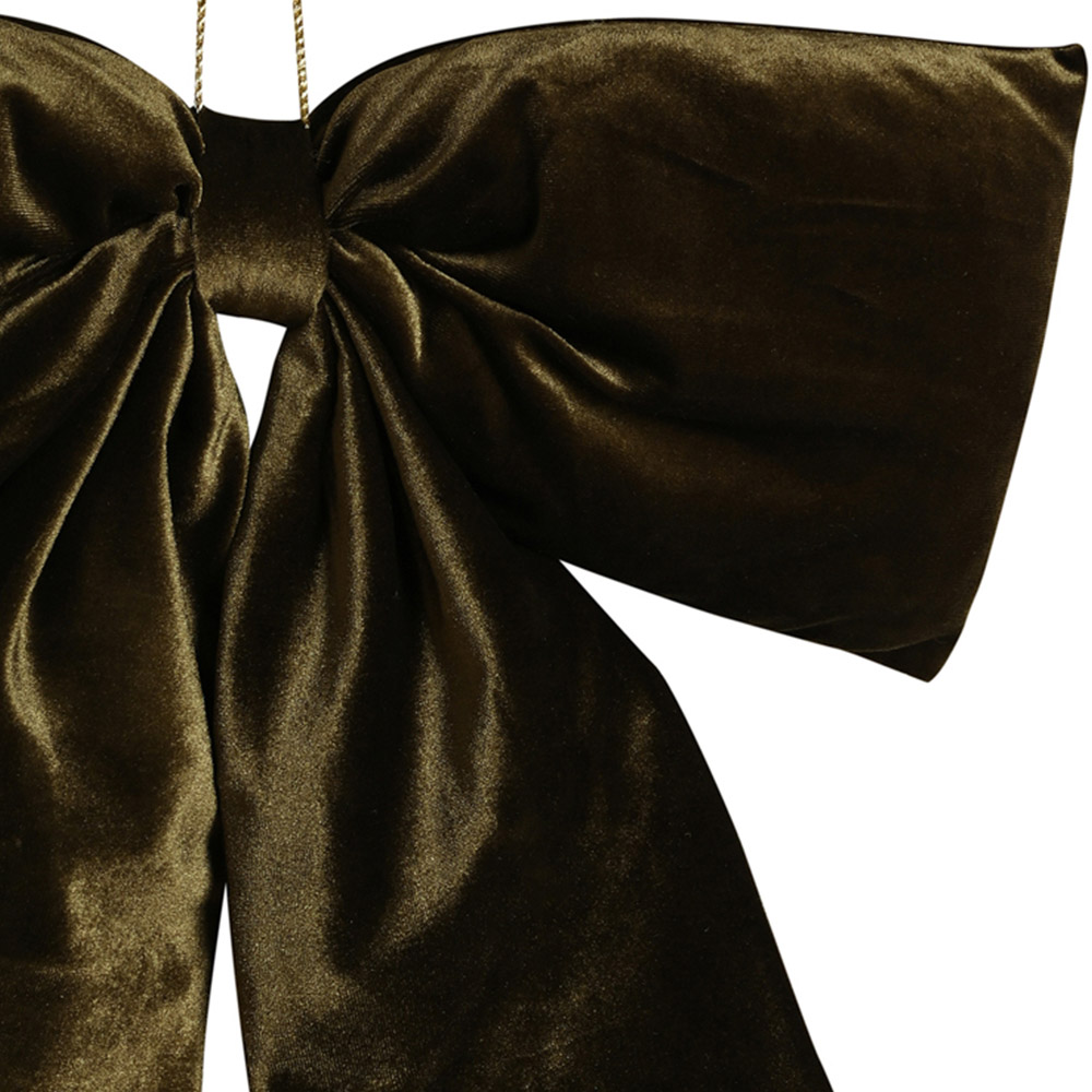 The Seasonal Gift Co. Dark Green Velvet Bow Hanging Christmas Decoration 50 x 40cm Image 2