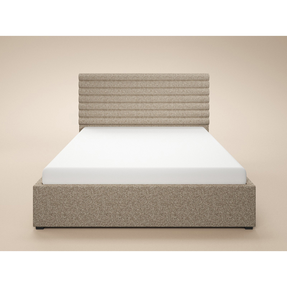 SOLACE+CO Velora Double Brown Chenille Ottoman Bed with Panel Headboard Image 3