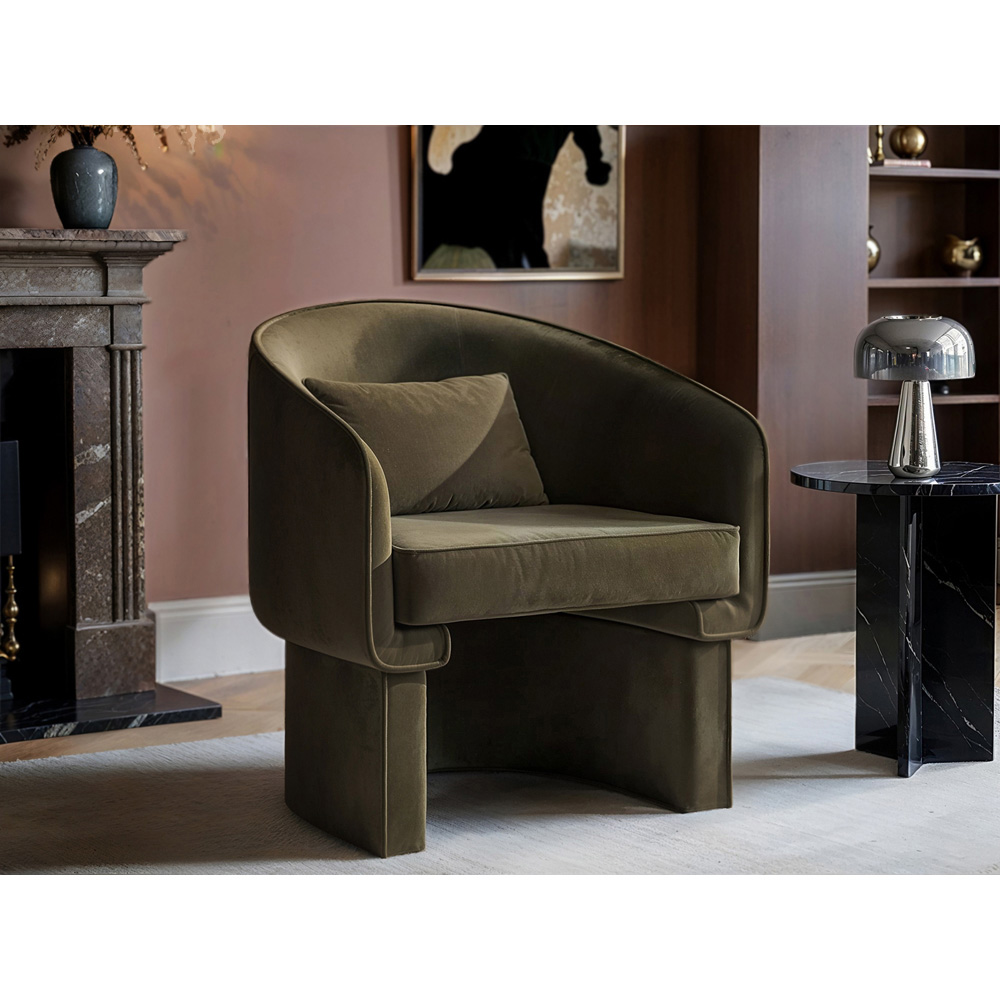 Solace+Co Lowen Khaki Velvet Accent Chair Image 6