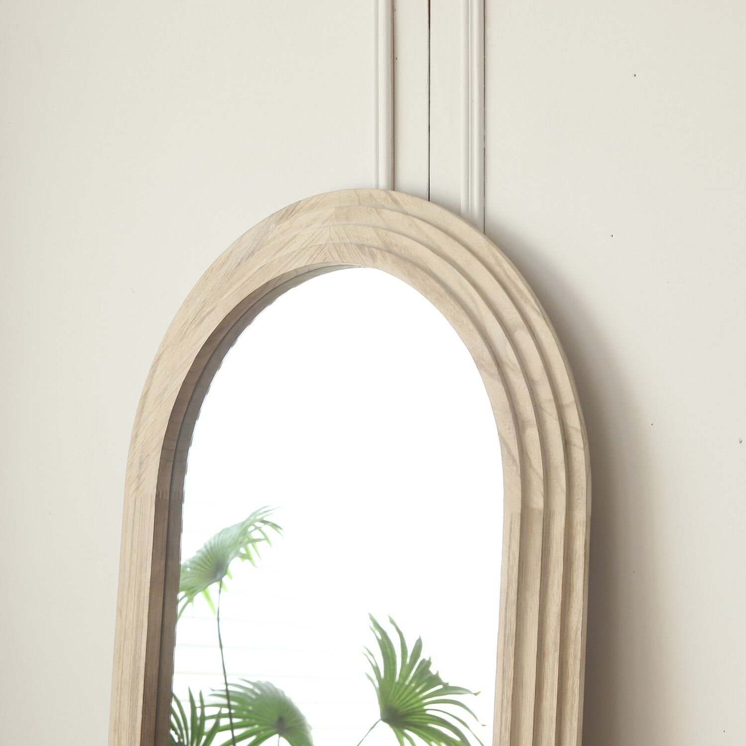 Evie Ridged Arch Lean To Mirror   Washed Wood Image 5