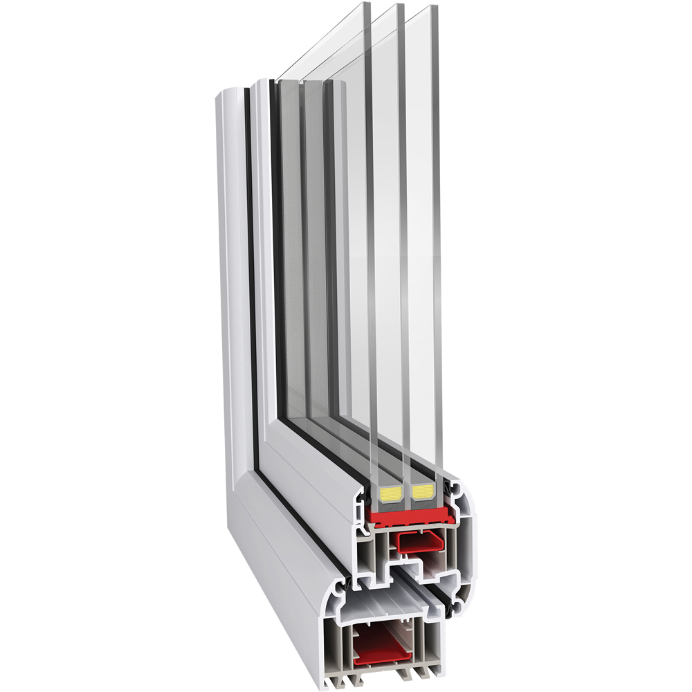 Crystal uPVC Triple Glazed Window LH Side Hung and Top Opener Grey White Clear Glass 905x965mm Image 4