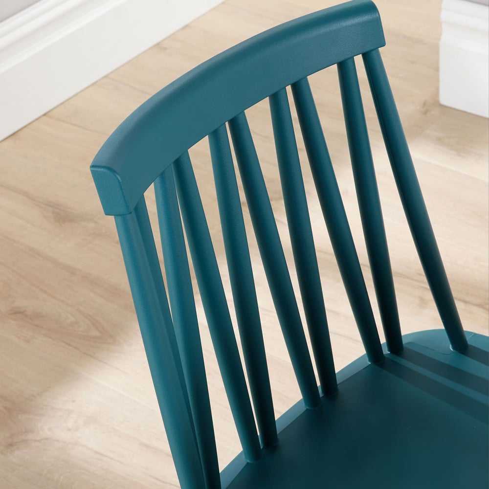 Home Source 4 Seater Veneer Top Geometric Pattern Dining Set Teal Image 5