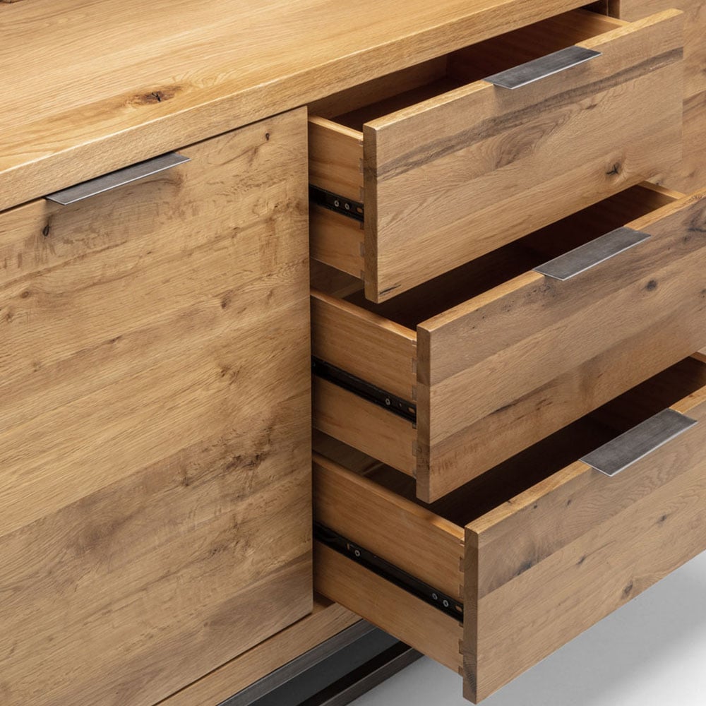 Julian Bowen Brooklyn 2 Door 3 Drawer Oak Sideboard Image 6