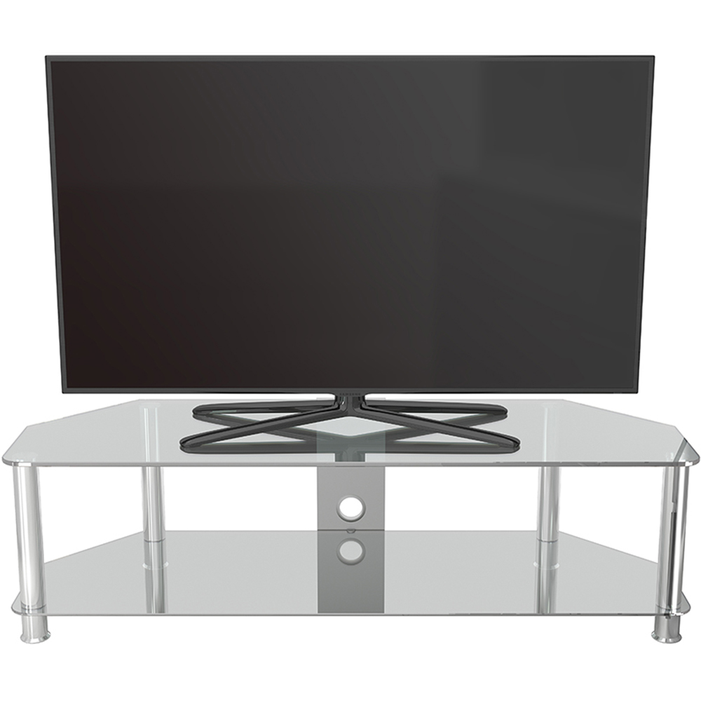 AVF Classic 2 Shelf Clear and Chrome Corner TV Stand Image 6