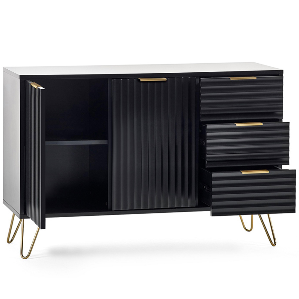 Julian Bowen Murano 2 Door 3 Drawer Matt Black Large Sideboard Image 2