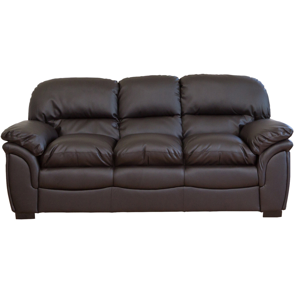 Leverton 3 Seater Brown Bonded Leather Sofa Image 2