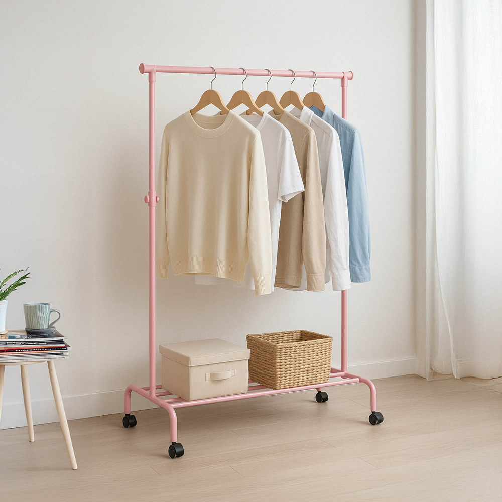 Home Vida Pink Single Garment Rack Image 2