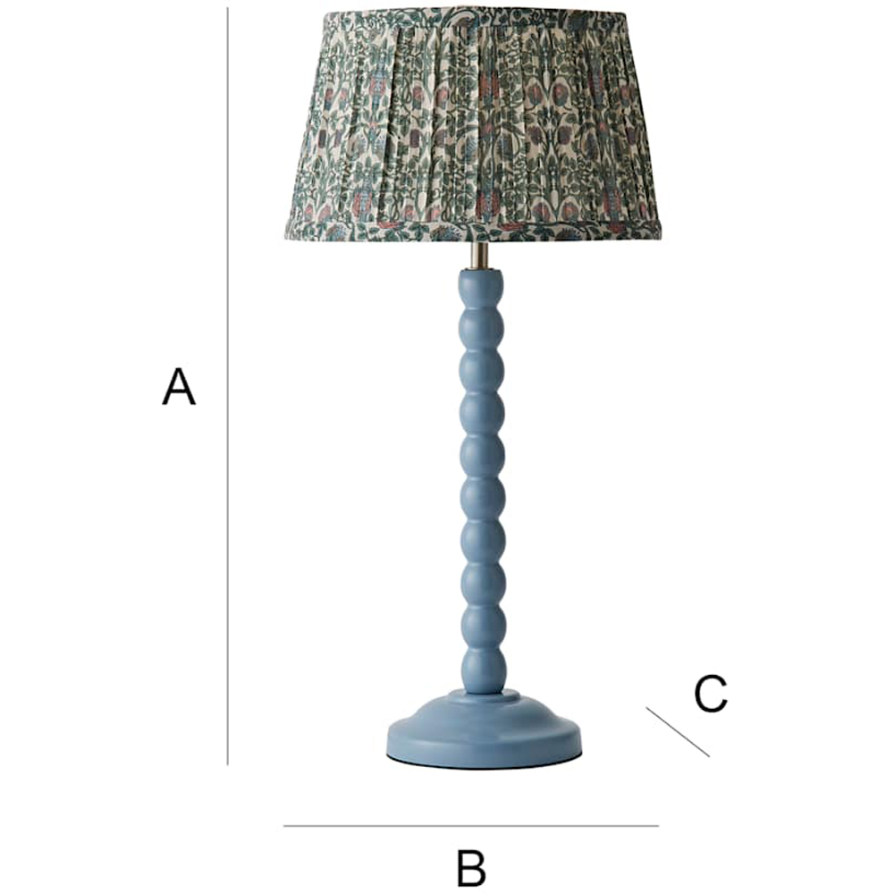 ValueLights Floral Pleated Shade Pastel Blue Bobbin LED Table Lamp with Bulb Image 7