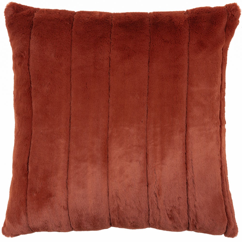Paoletti Empress Rust Faux Fur Cushion Image 1