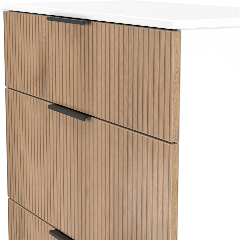 Crowndale Java 3 Drawer Slatt Effect and White Deep Chest of Drawer Image 6