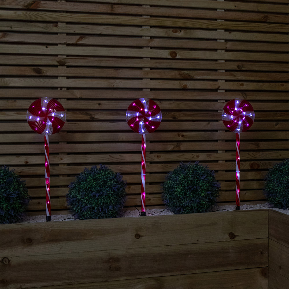 Samuel Alexander 63 White LED Red and White Candy Pop Christmas Path Light Image 7