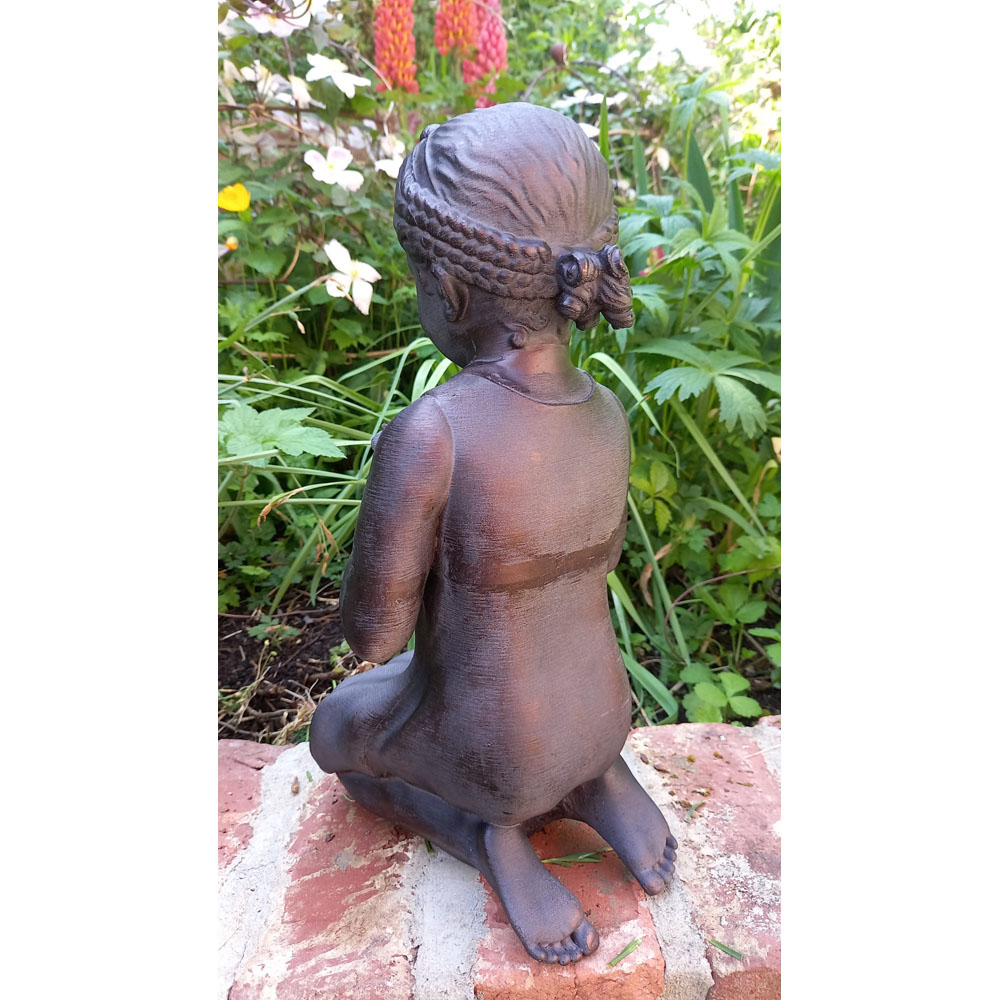 Inspirational Gifting Girl with Flower Polystone Resin Garden Ornament Image 5