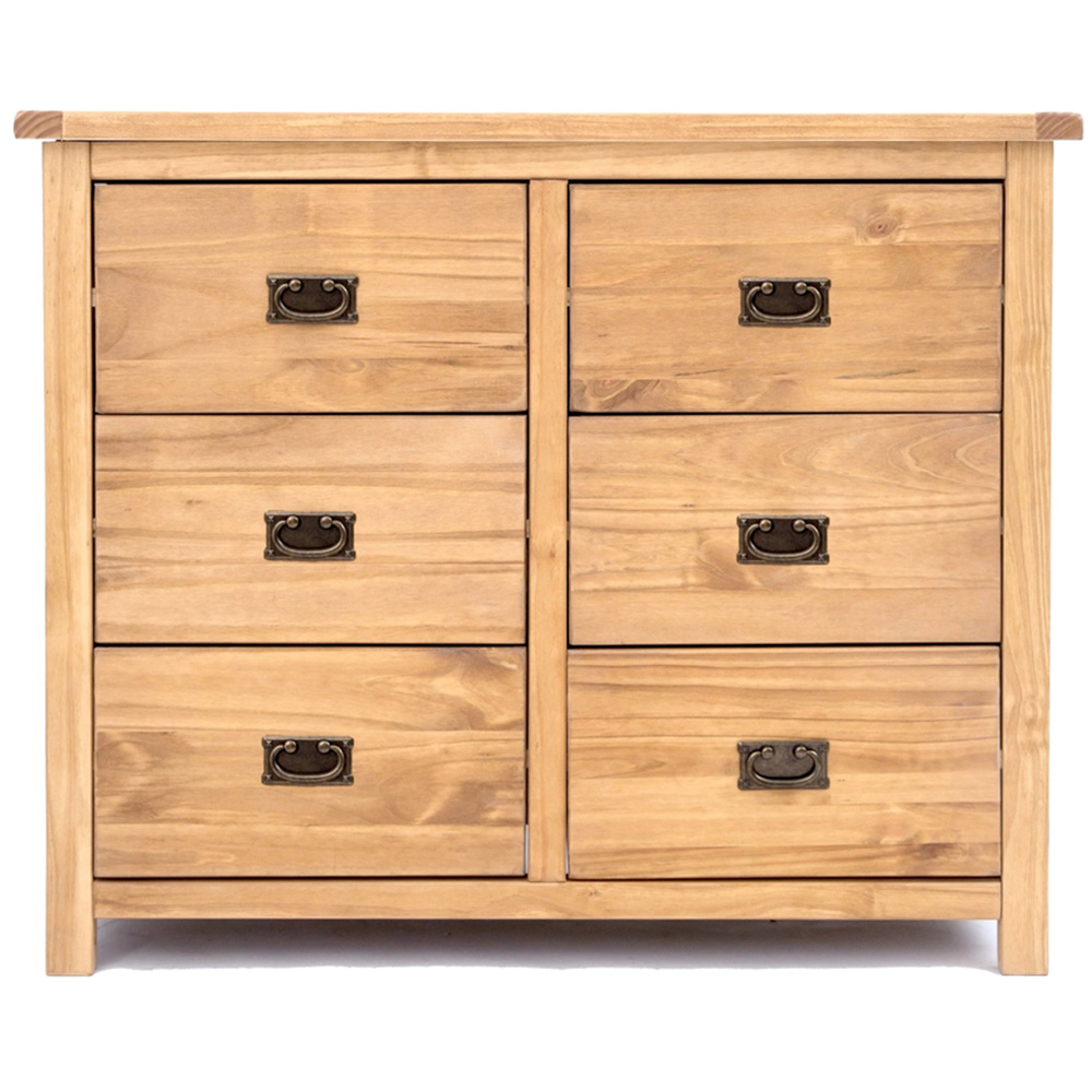Cabinet Bits Lugo 6 Drawer Brown Brass Drop Handle Chest of Drawers Image 3