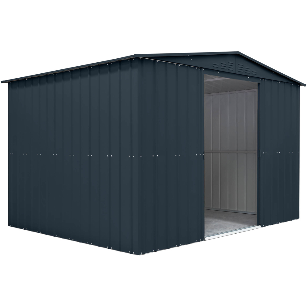 Globel 10 x 8ft 2 Door Grey Metal Apex Garden Shed Image 2