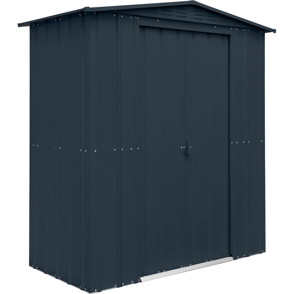 Globel 6 x 3ft 2 Door Grey Metal Apex Garden Shed Image 1