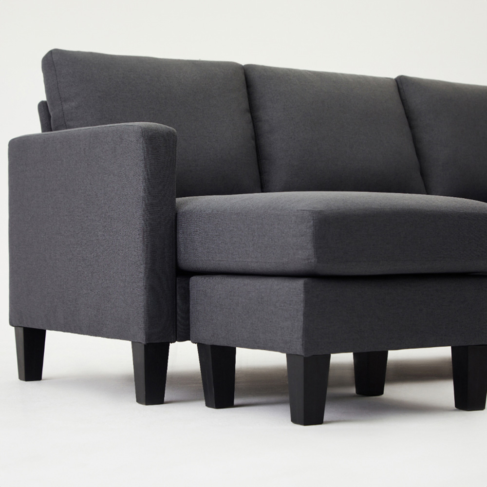 Home Detail Leah 3 Seater Grey Fabric L Shape Sofa Image 5