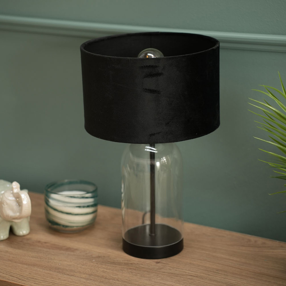 ValueLights Jessy Black Velvet Shade Glass LED Table Lamp Image 5