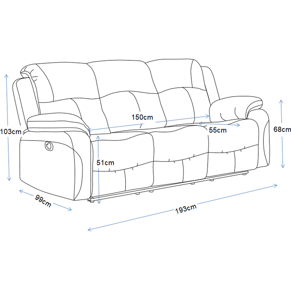 Milano 3 Seater Grey Fabric Recliner Sofa Image 9