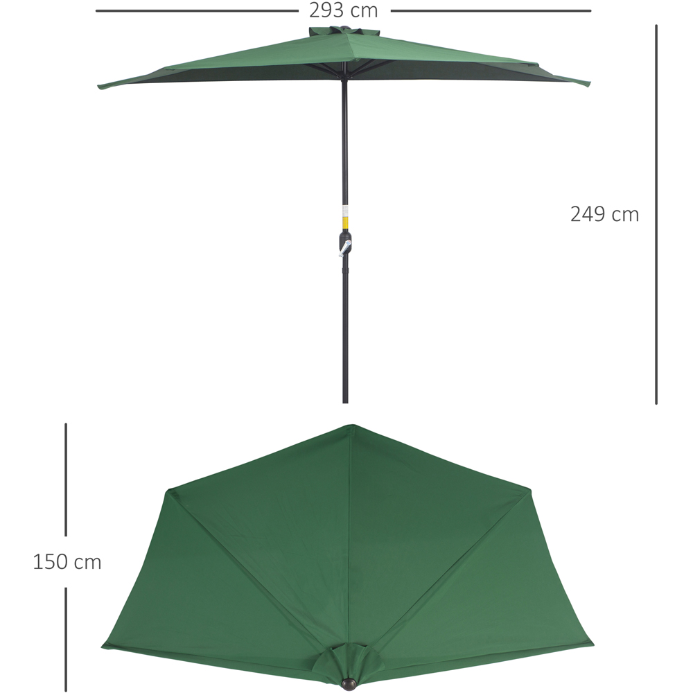 Outsunny Green Crank Handle Half Round Parasol 3m Image 7