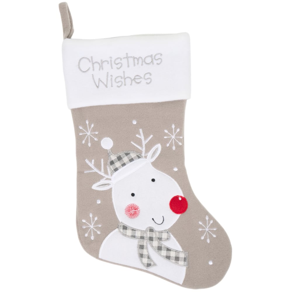 Grey Christmas Wishes Stocking Image 2