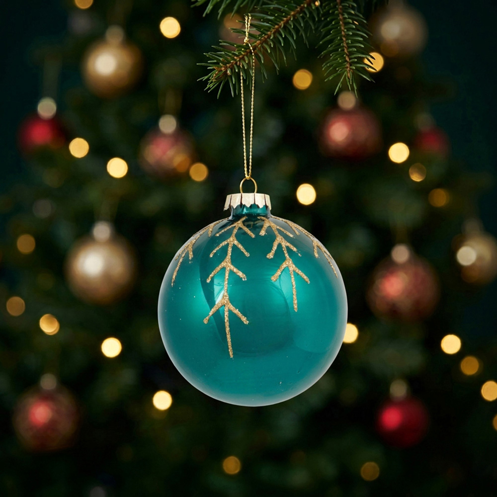 Shiny Emerald Christmas Bauble Image 3