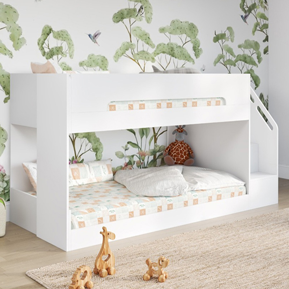 Flair Deimo Single White Low Bunk Bed with Staircase Image 4