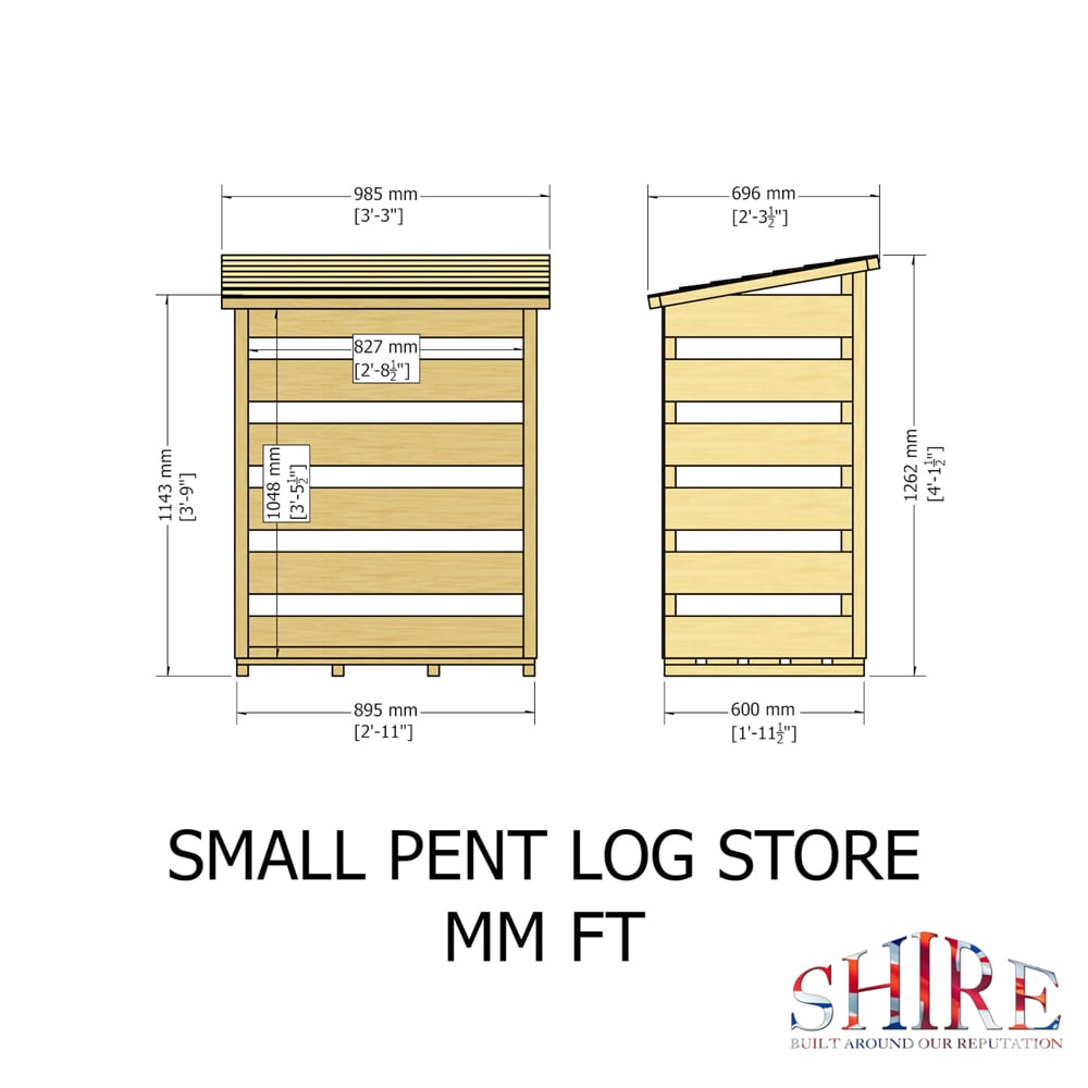 Shire GB 3 x 2ft Pressure Treated Log Store Image 9