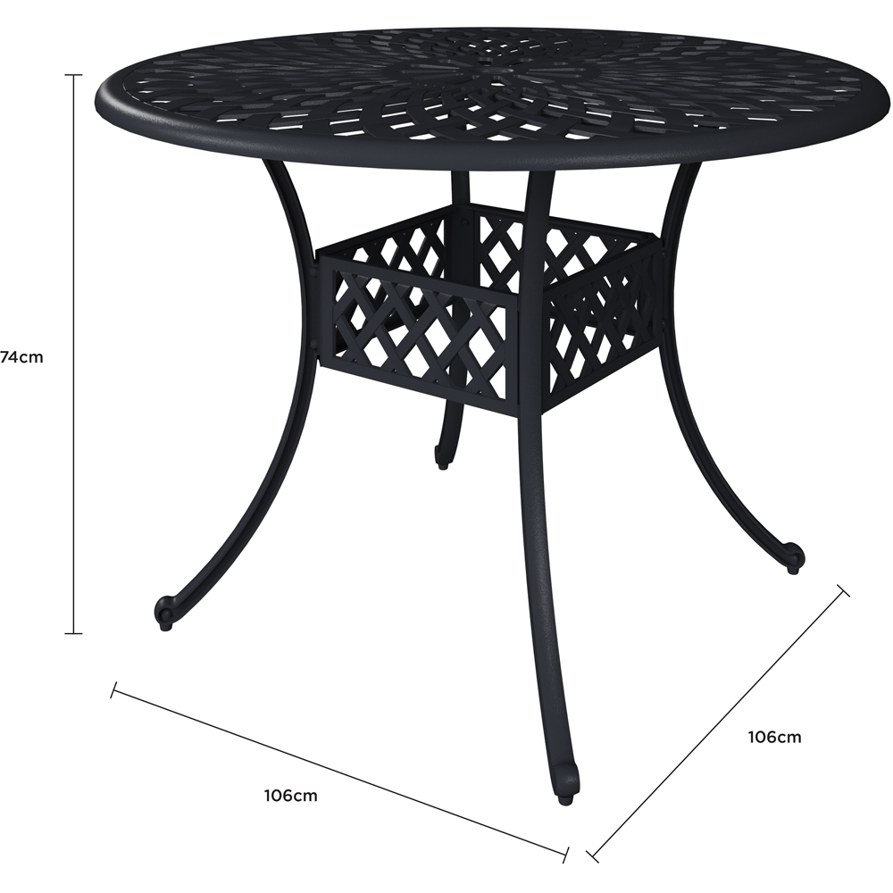 Charles Bentley Cast Aluminium 4 Seater Dining Set Black Image 9