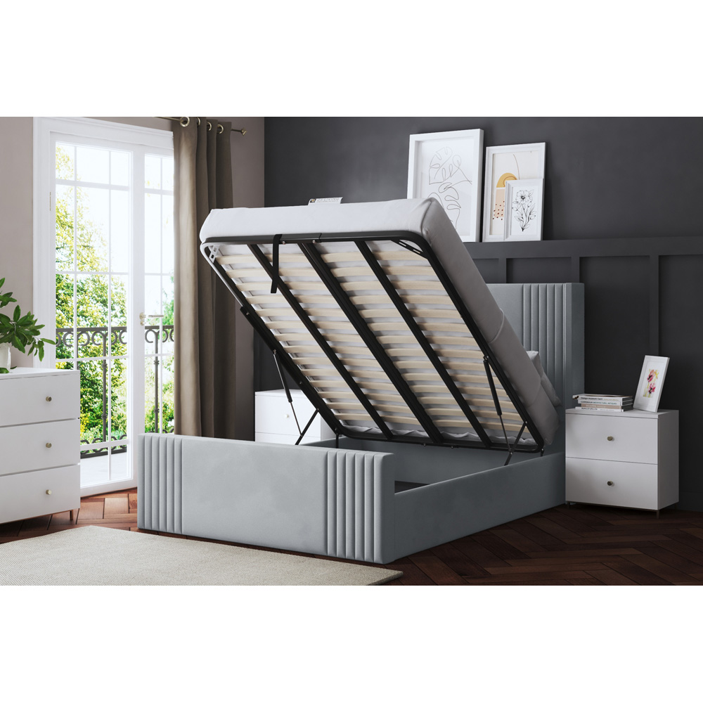 DS Living Elara King Size Silver Winged Panel Ottoman Bed with Headboard Image 5