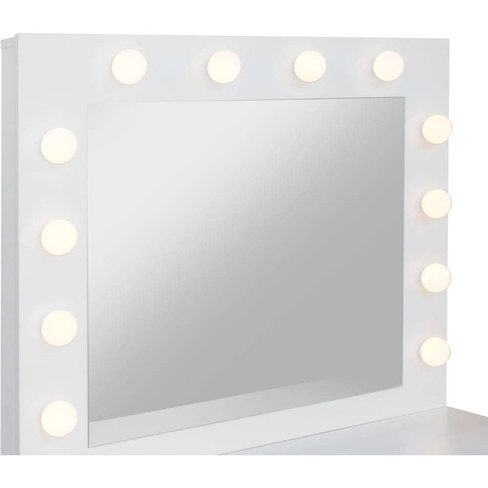 Comfy Living 2 Drawer White Dressing Table Set with LED Lit Mirror and Stool Image 8