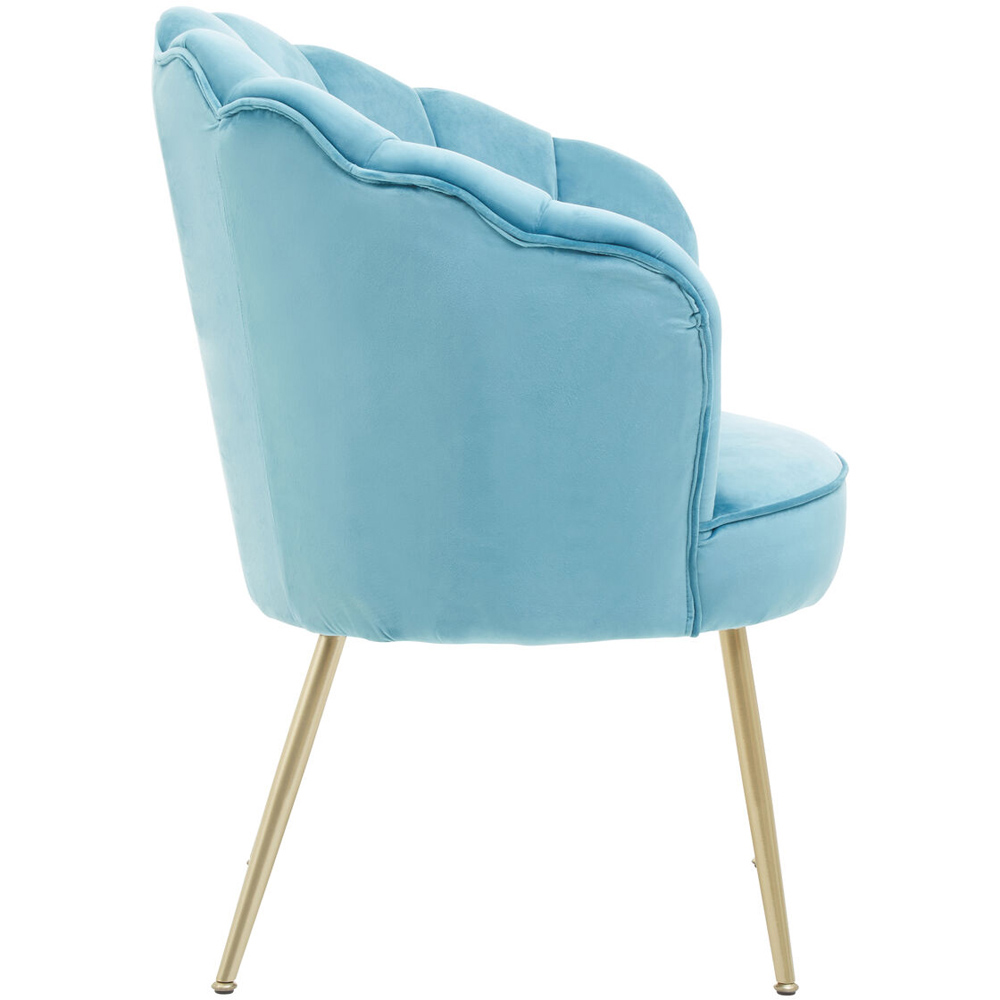 Premier Housewares Ovala Aqua Blue Velvet Scalloped Chair Image 3