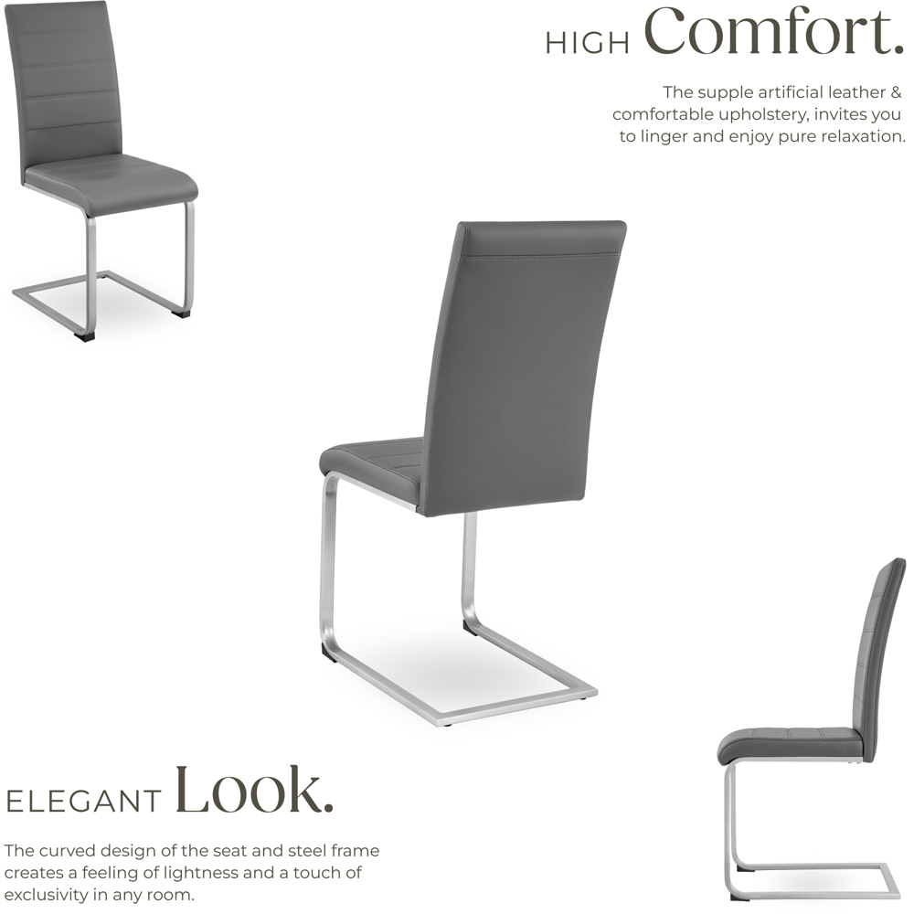 tectake Set of 4 Grey Cantilever High Backrest Dining Chair Image 4