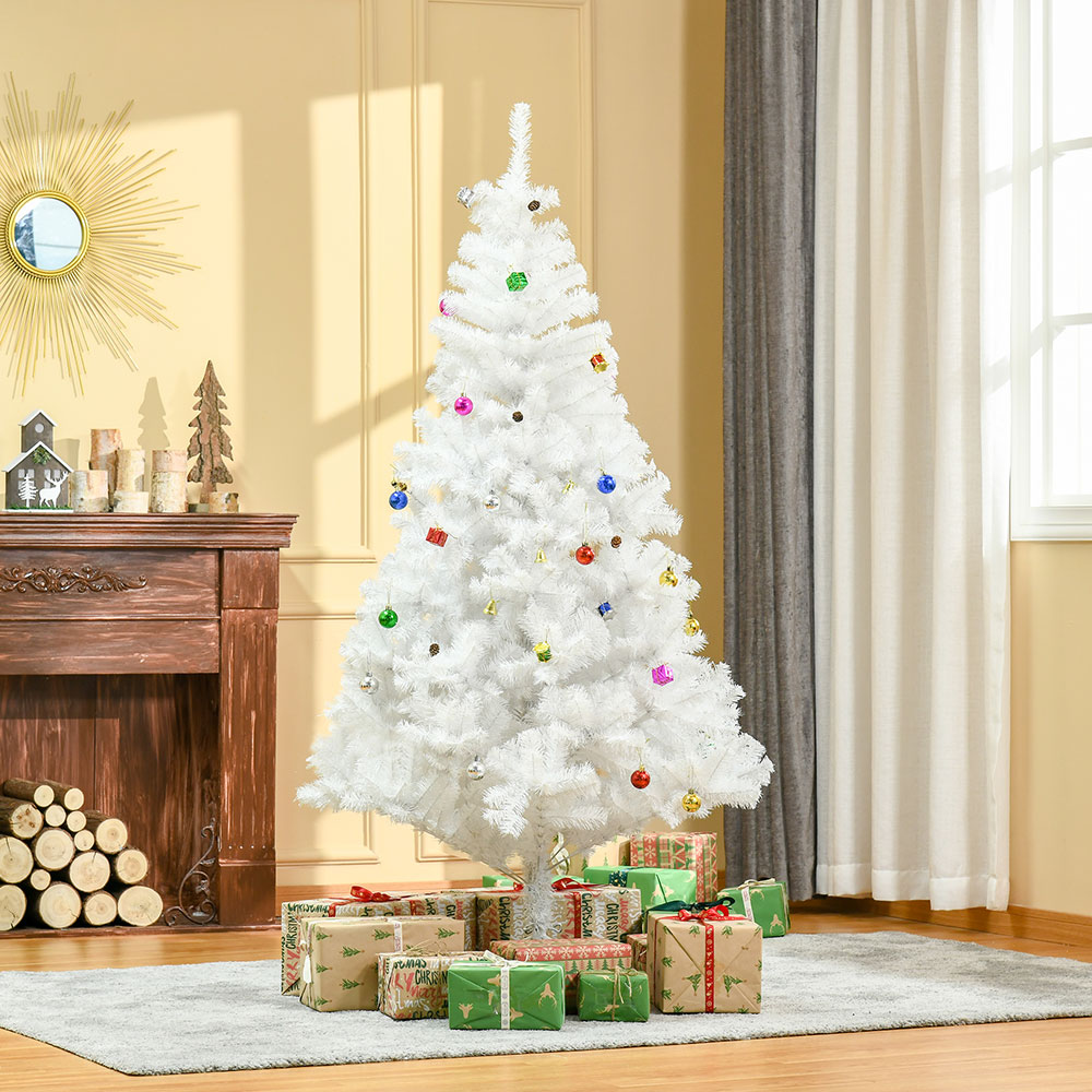 Everglow White Snow Artificial Christmas Tree with Metal Stand and Decorations 6ft Image 2