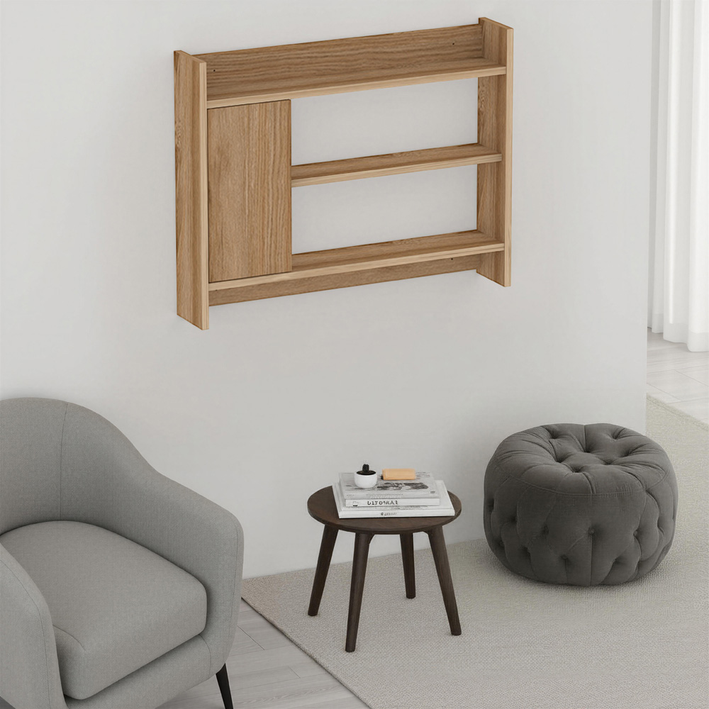 Decortie Fleet Whiskey Oak 3 Shelf Wall Unit with Cupboard Image 4
