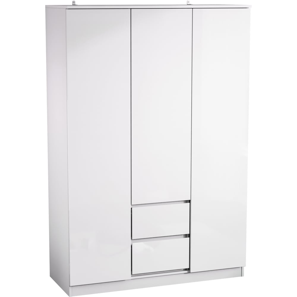 Vida Designs Glinton 3 Door 2 Drawer White Wardrobe Image 2