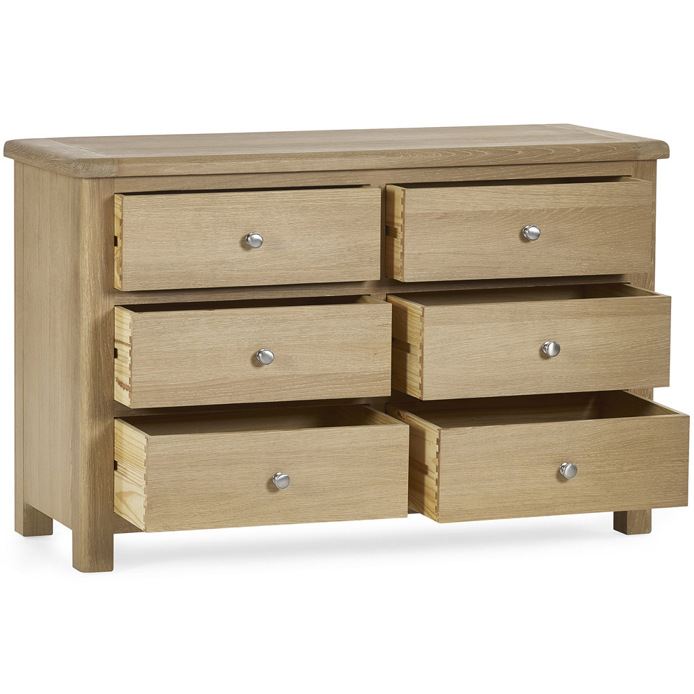 Julian Bowen Memphis 6 Drawer Limed Oak Wide Chest of Drawers Image 4