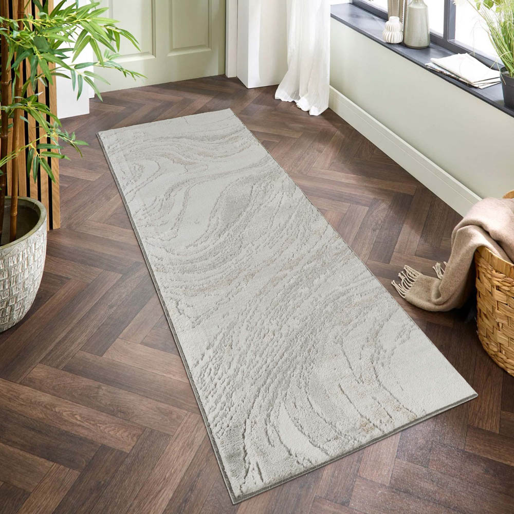 Desire Rugs Perla Grey Modern Abstract Action Resin Design Rug 60 x 220cm Image 2