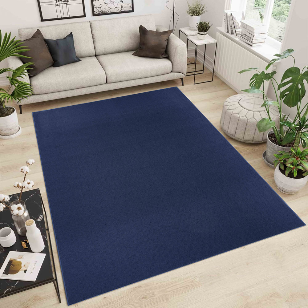 Desire Rugs Simple Navy Low Pile Felt Backing Tufted Rug 110 x 60cm Image 2