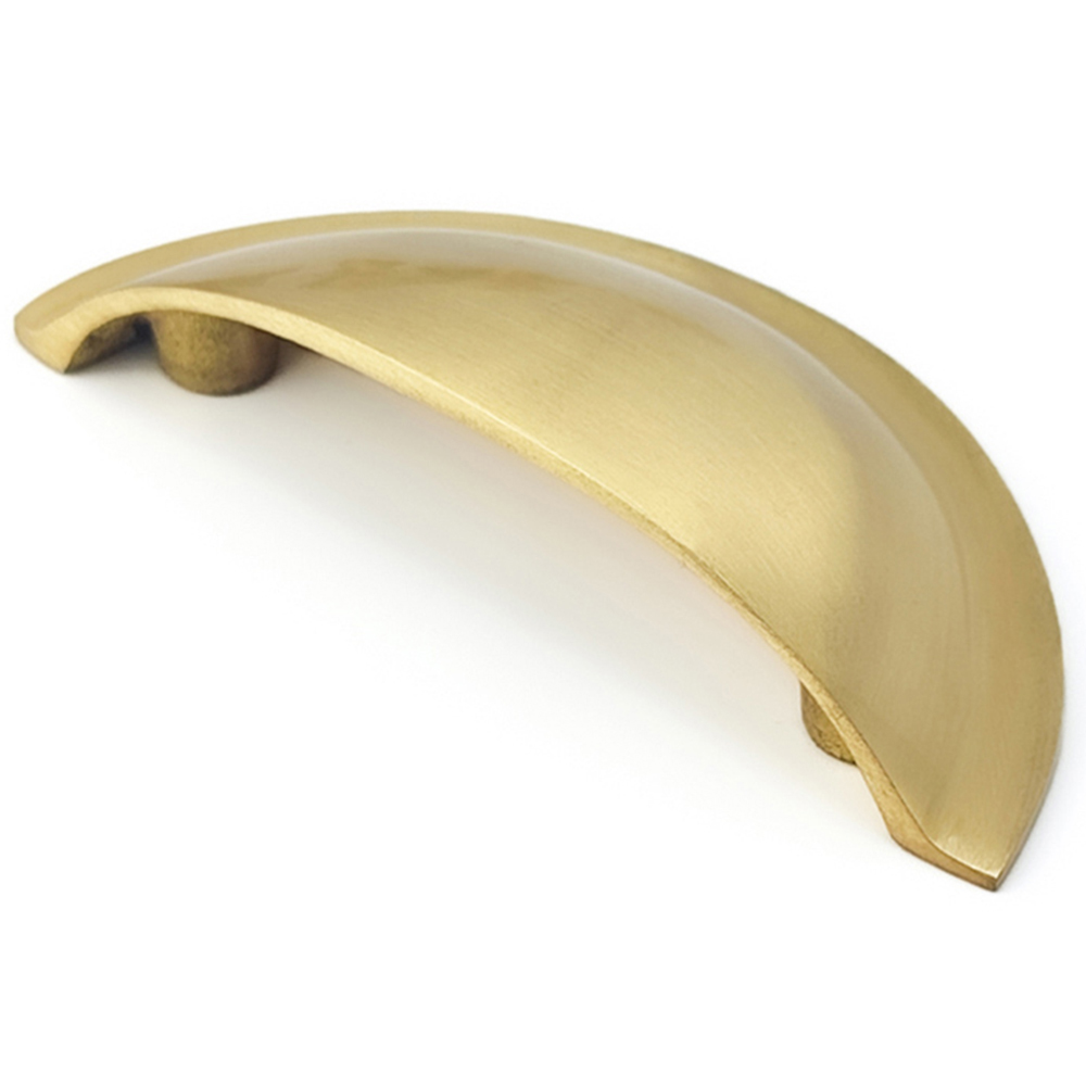 Spira Brass Satin Brass Small Slim Cup Pull Drawer Handle Image 3