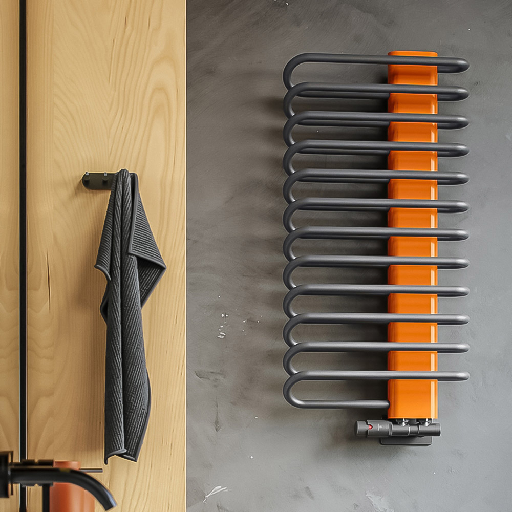 Terma Michelle 1245BTU Graphite and Orange Heated Towel Rail 780 x 400mm Image 7