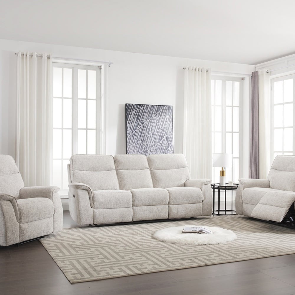 Lenox 3 Seater Beige Power Recliner Sofa Image 4