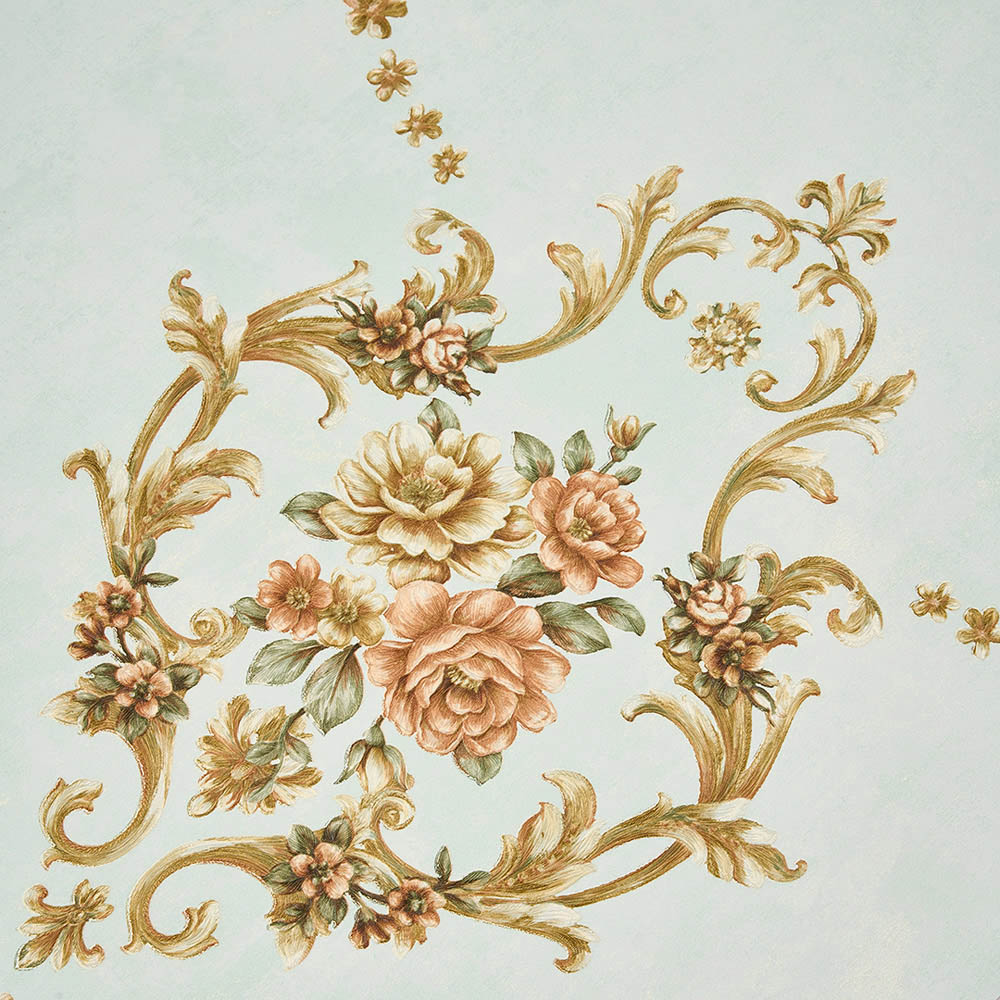 Living and Home Floral Pattern 3D Embossed Light Green Non-Pasted Non-Woven Wallpaper Image 6
