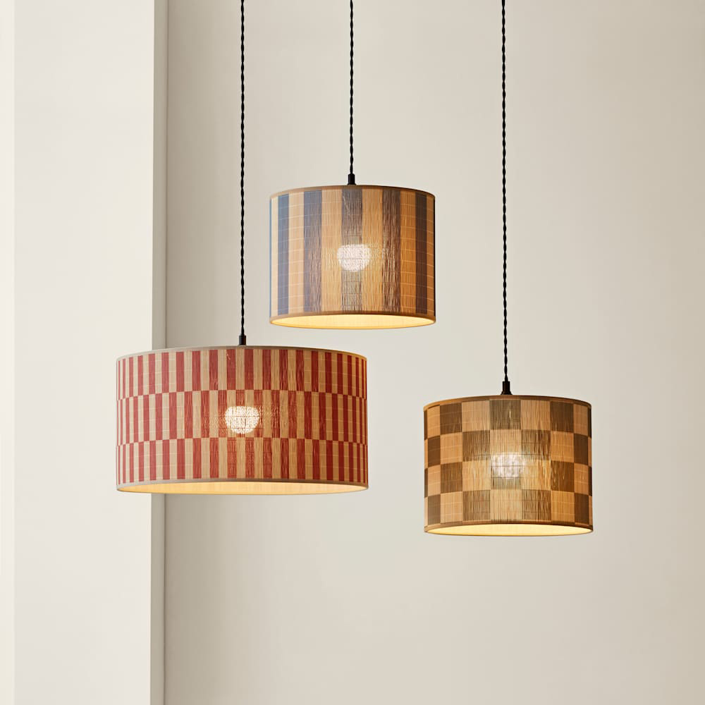 ValueLights Lori Green Checkerboard Bamboo Ceiling Drum Lamp Shade Image 7