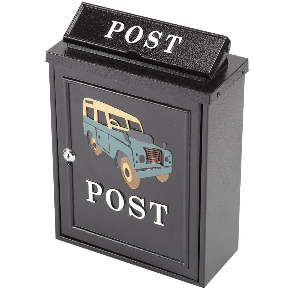 Arboria Garden Decor Black Off Road Vehicle Cast Aluminium Post Box Image 1
