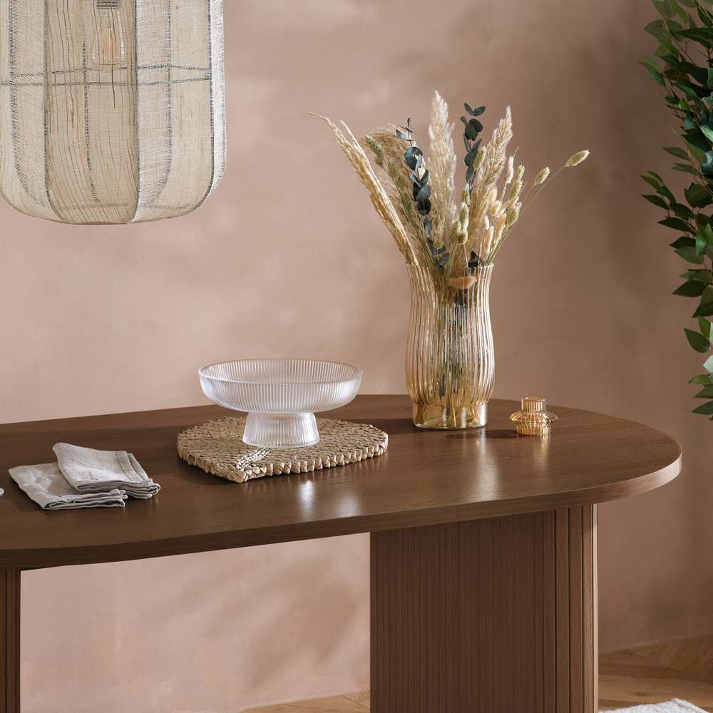 Birlea Axel 4 Seater Oval Fluted Dining Table Walnut Image 5