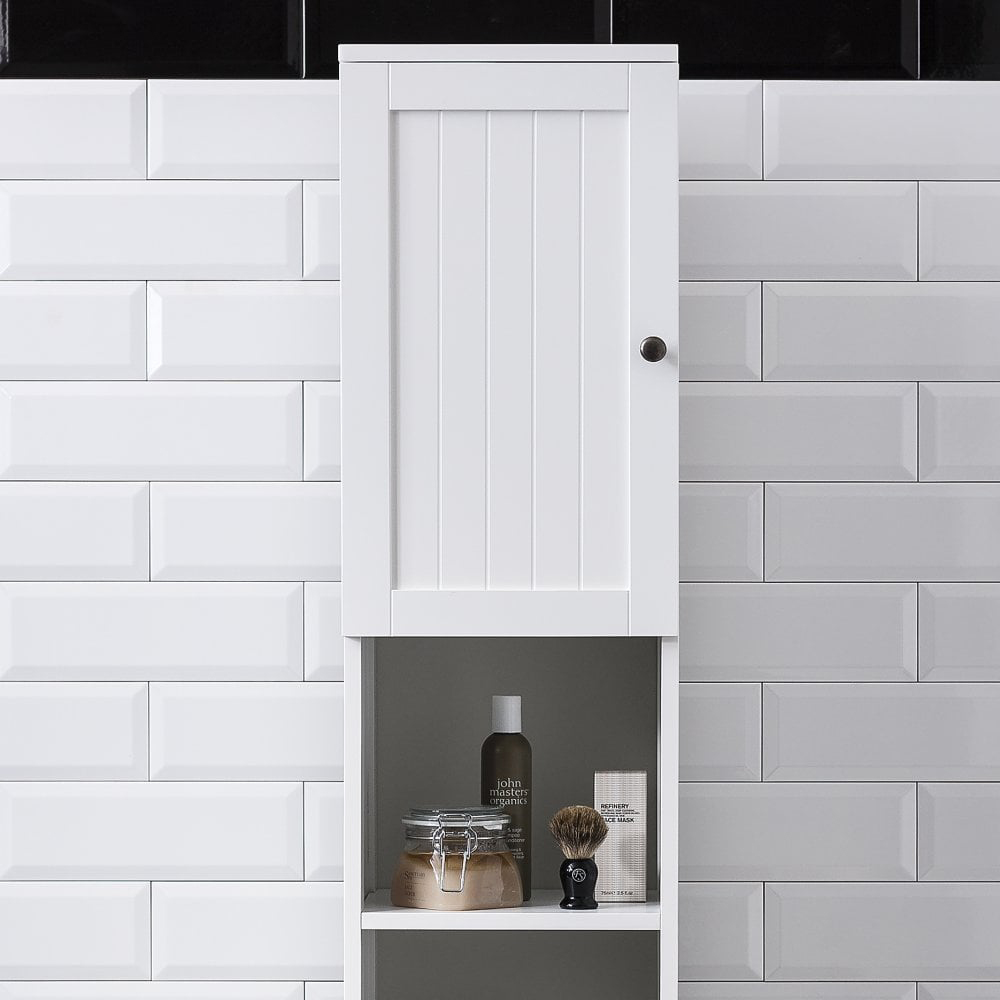 Noa and Nani Stow 2 Door Single Drawer 2 Shelf White Tallboy Bathroom Storage Unit Image 5